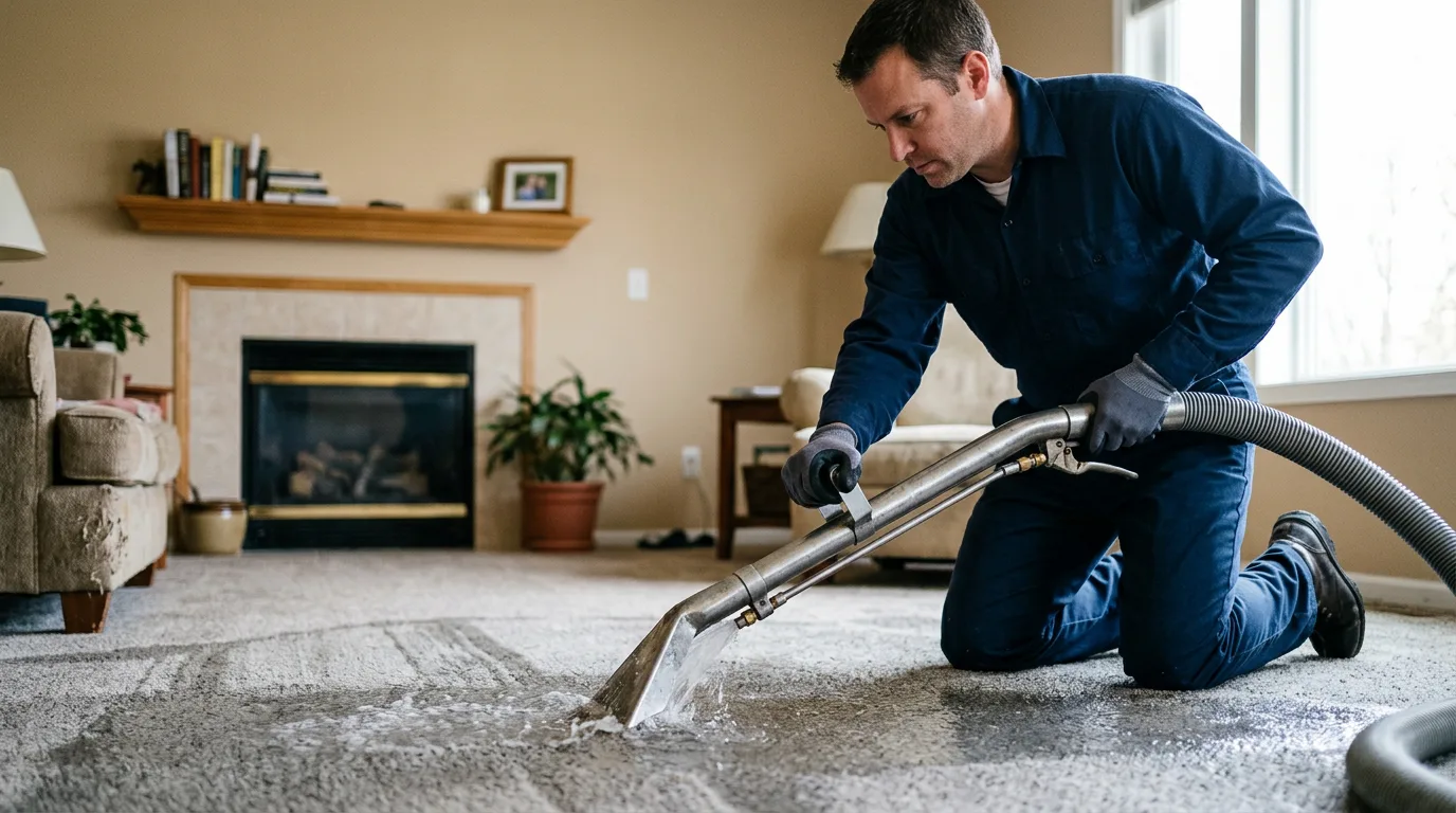 Water damage restoration technician working near Beebe, AR